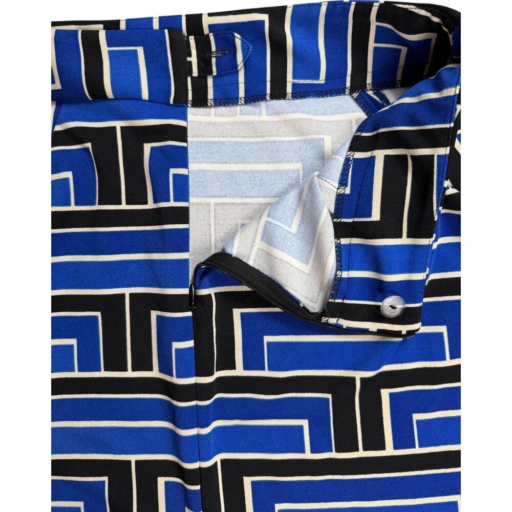 Premise Straight Pencil Skirt Size 8 Blue Black & White Geometric Pattern Slit‎ - Picture 7 of 9